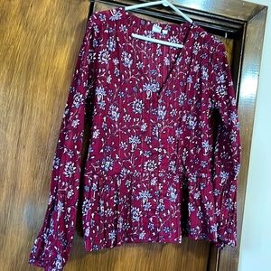 Gap Cotton floral blouse with subtle metallic threading